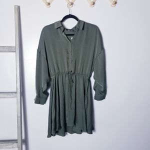 NWT ZARA SILK LIKE DRESS OLIVE COLOR SIZE SMALL
